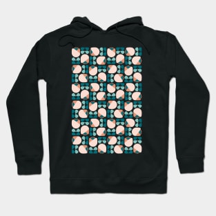 Retro Geometric Floral Pattern Teal, Peach, Dark Salmon Hoodie